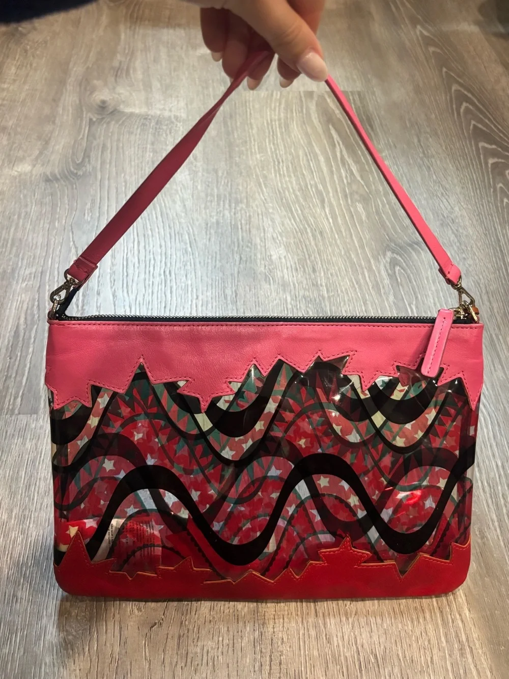 Rare M Missoni Pink & Red PVC Leather Y2K Shoulder Bag